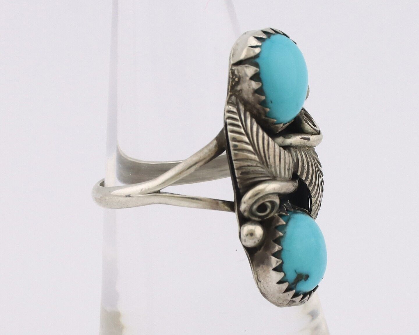 Navajo Ring 925 Silver Natural Blue Turquoise Native American Artist C.80's