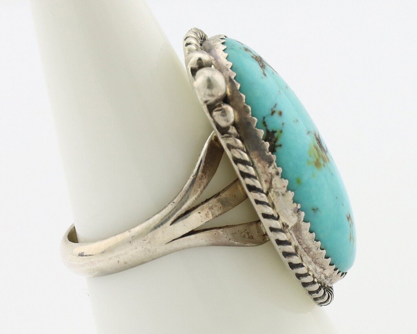 Navajo Ring 925 Silver Blue Turquoise Native American Artist C.80's