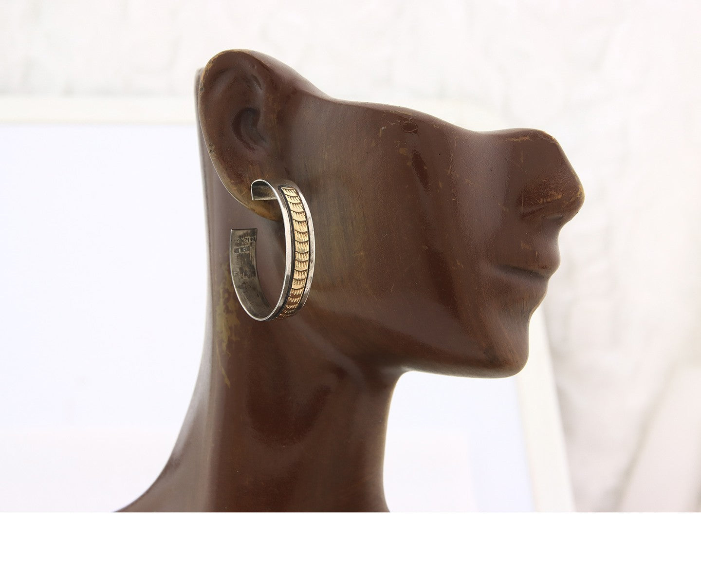 Navajo Earrings Sterling Silver & Gold Vintage Handmade