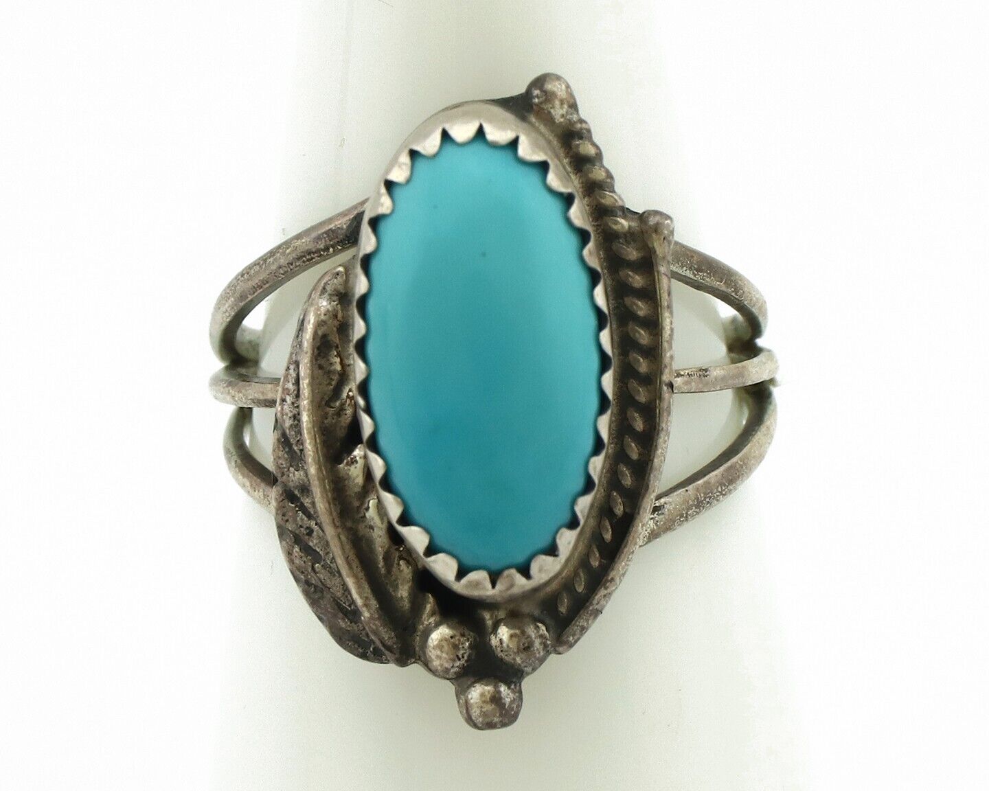 Navajo Ring 925 Silver Sleeping Beauty Turquoise Artist Signed JW C80