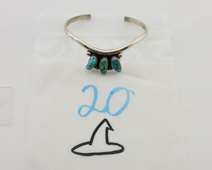 Navajo Bracelet 925 Silver Morenci Turquoise Artist Signed Frank Sandoval C.80's