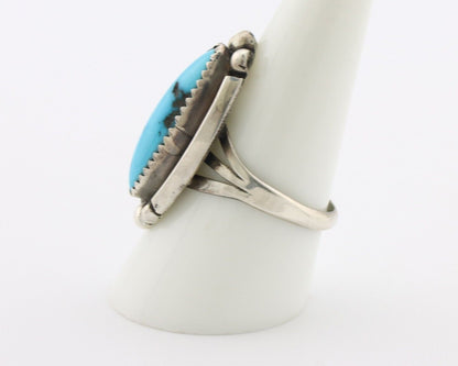Navajo Ring .925 Silver Sleeping Beauty Turquoise Signed SkyStone Creations C80s