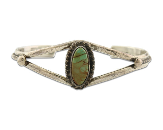 Vintage Navajo Bracelet 925 Silver Turquoise Tranditional Handmade Signed Gecko