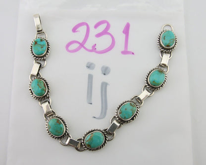 Navajo Bracelet 925 Silver Natural Blue Turquoise Native American Artist C.80's