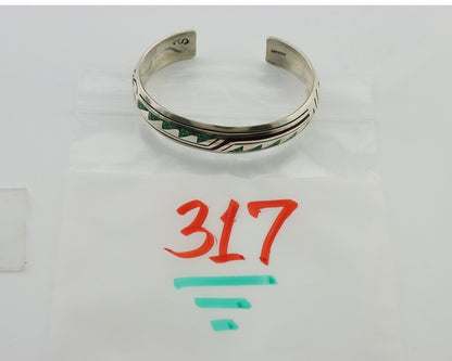 Navajo Inlay Bracelet 925 Silver Turquoise & Coral Signed Stanely Bain C.80's