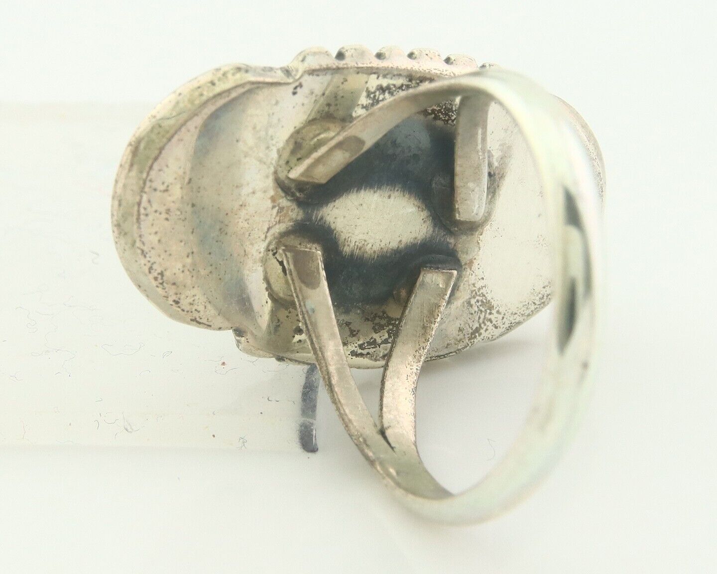 Navajo Ring 925 Sterling Natural Blue Turquoise Native Artist C.80's Size 7.75