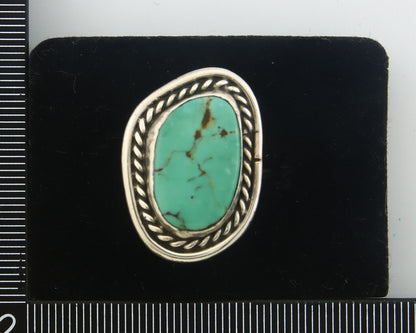 Navajo Ring 925 Sterling Turquoise Handmade Native Artist C.80's Size 7.25