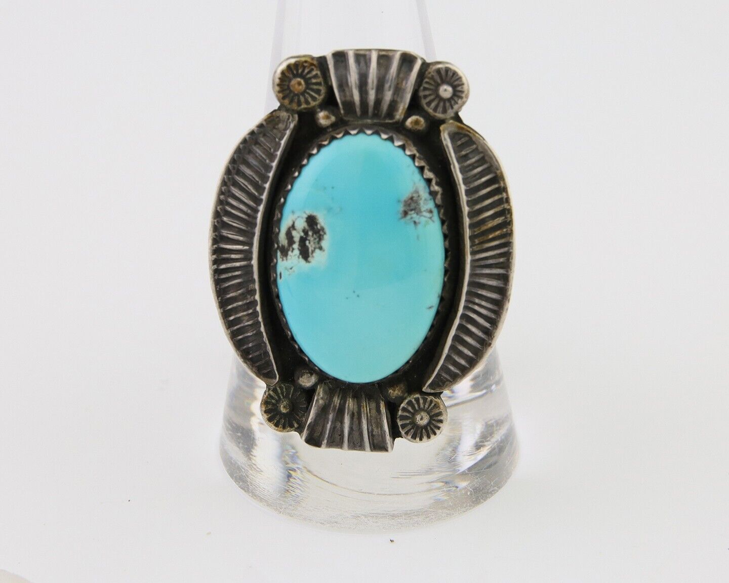 Navajo Handmade Ring 925 Silver Turquoise Native Artist C.80's