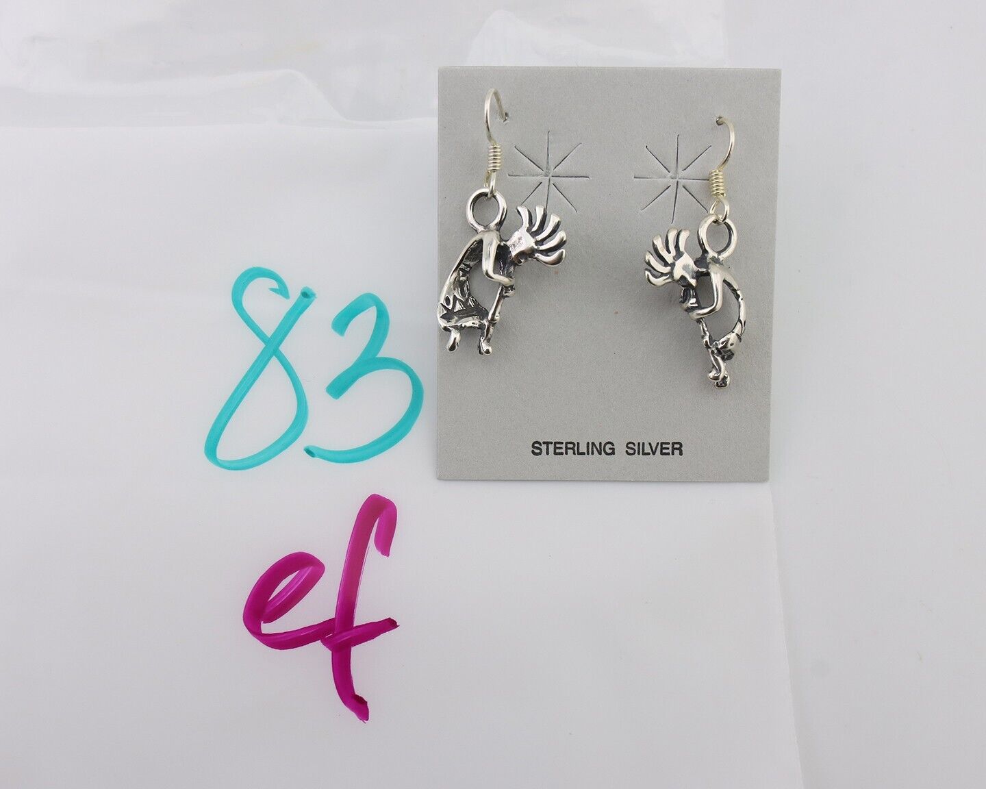 Navajo Kokopelli Dangle Earrings 925 Silver Native American Artist C.80's