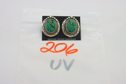 Navajo Earrings 925 Silver Natural Turquoise Native Artist C.80's
