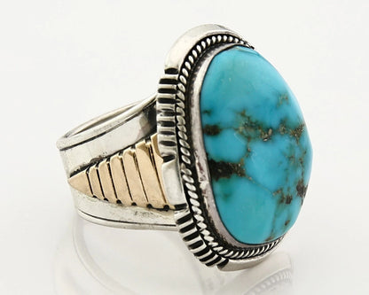 Navajo Ring 14k Sterling Silver Turquoise William Denetdale C.80's Size 12
