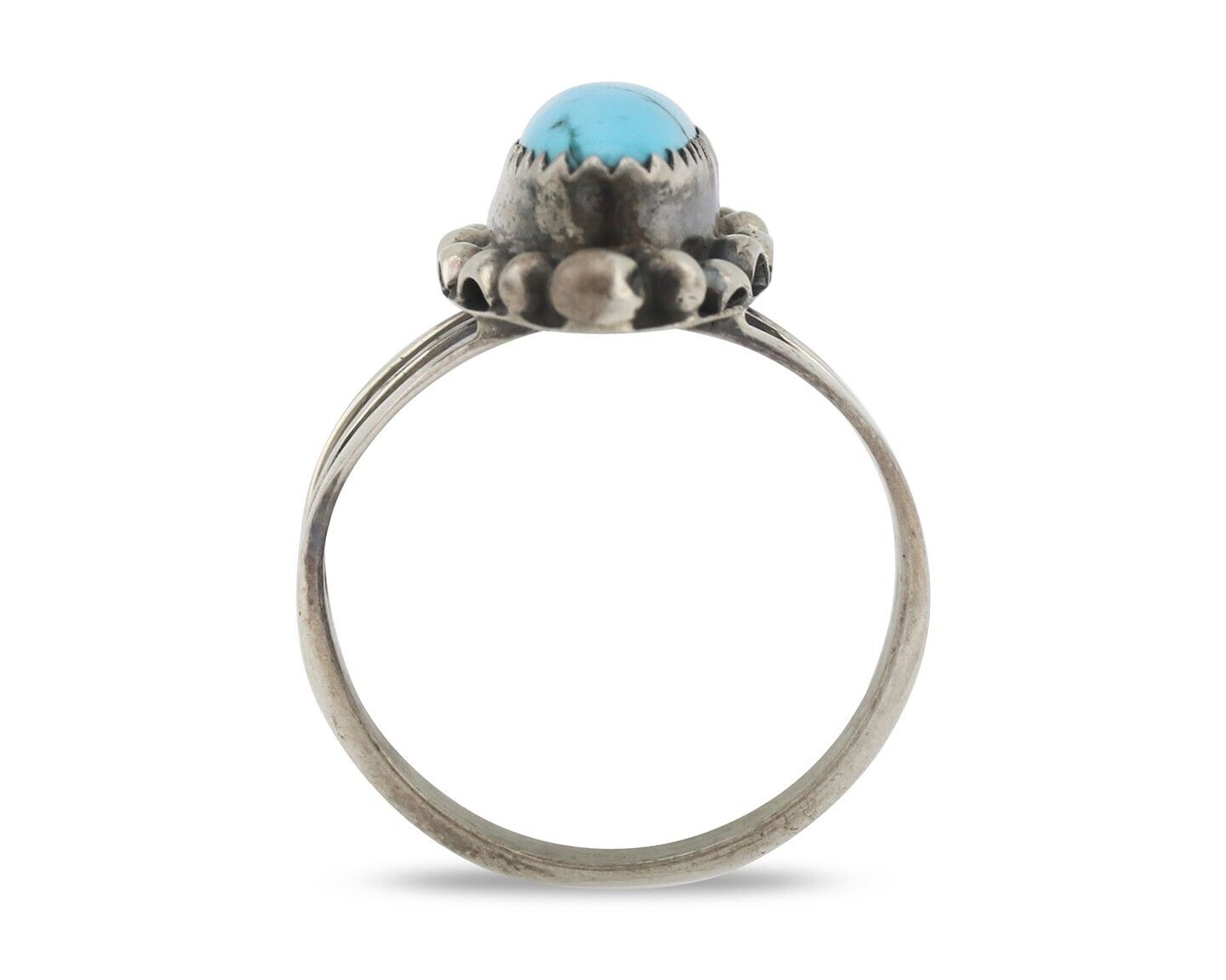 Navajo Ring .925 Silver Sleeping Beauty Turquoise Signed SkyStone Creations C80s
