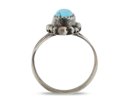 Navajo Ring .925 Silver Sleeping Beauty Turquoise Signed SkyStone Creations C80s