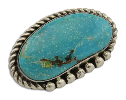 Navajo Pin Pendant 925 Silver Globe Turquoise Artist Signed Doug Zachary C.80's