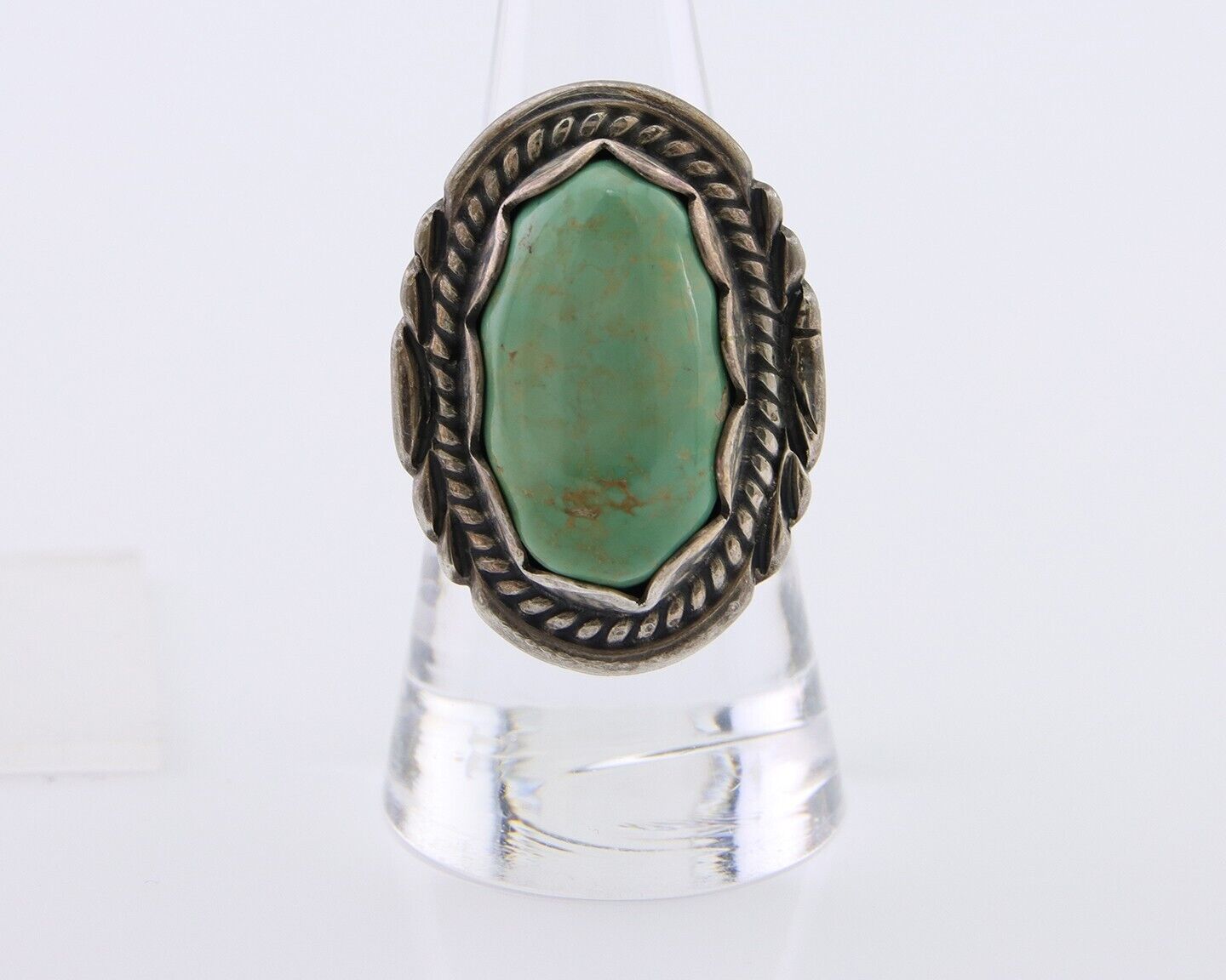Navajo Handmade Ring 925 Silver Natural Turquoise Signed Sunrise C.80's