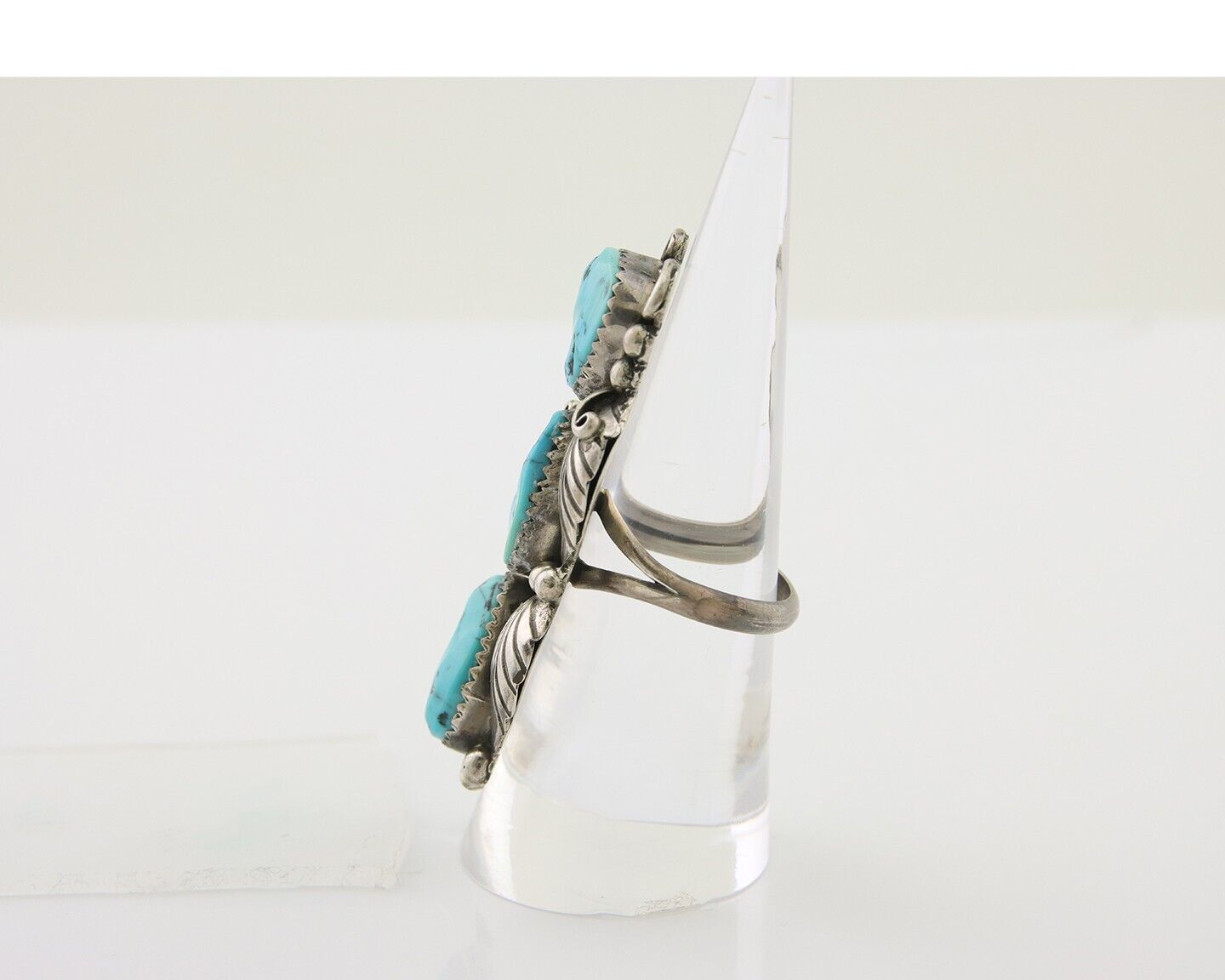 Navajo Handmade Ring 925 Silver Hand Cut Turquoise Native Artist C.80's