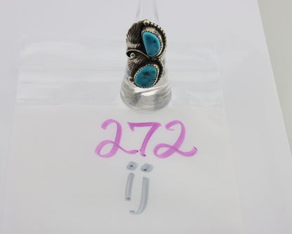 Navajo Ring 925 Silver Natural Turquoise Artist Signed LR C.80's