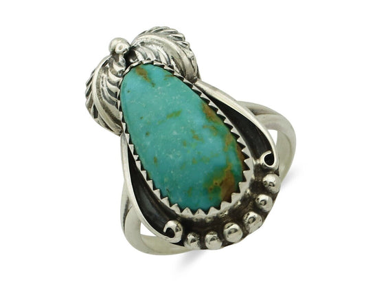 Navajo Ring .925 Silver Natural Mined Southwest Turquoise Artist Signed SN C80s
