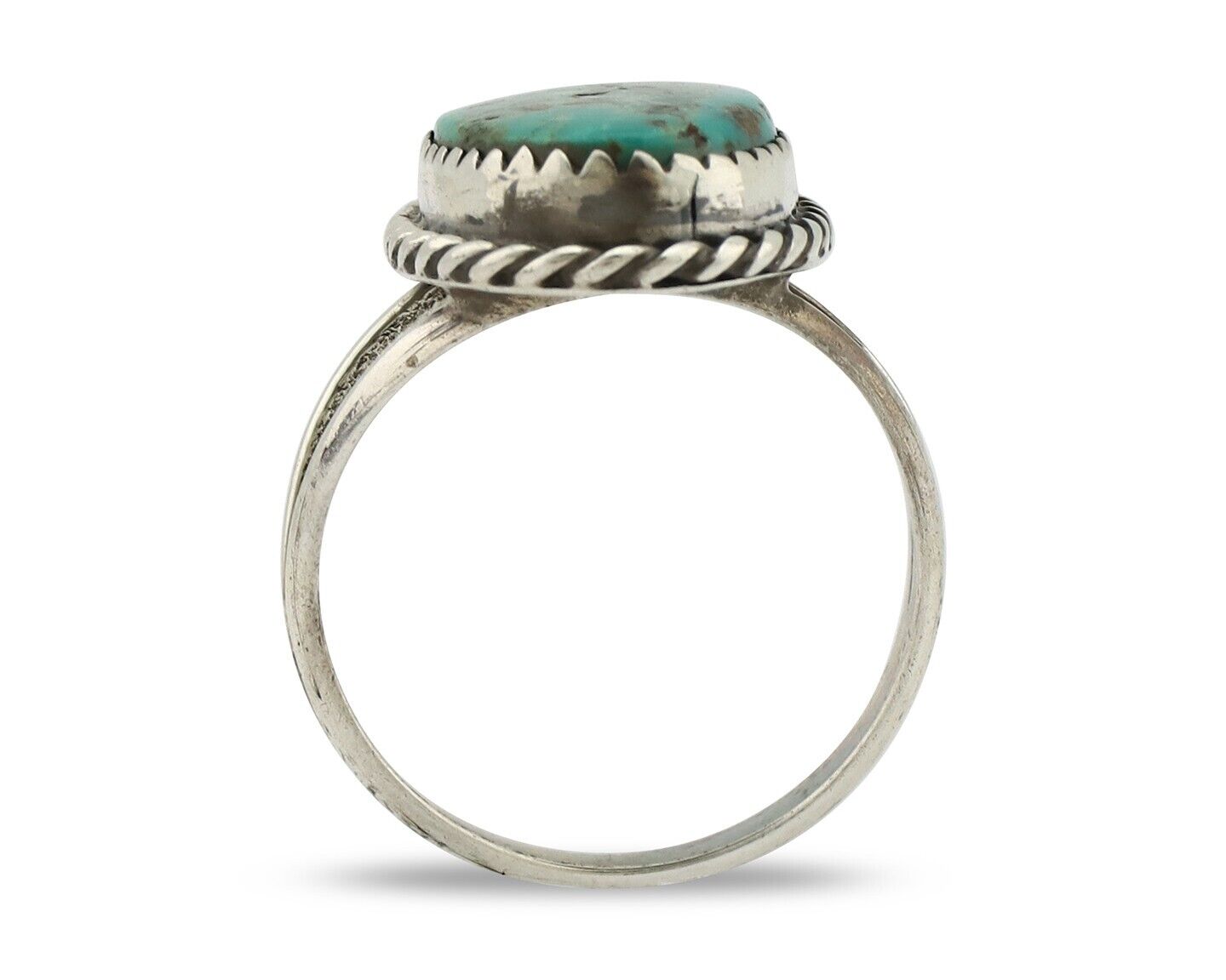Navajo Ring 925 Silver Kingman Turquoise Native American Artist C.80's