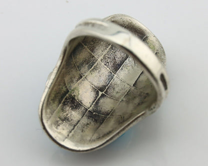 Navajo Ring 925 Silver Sleeping Beauty Turquoise Native American Artist C.80's