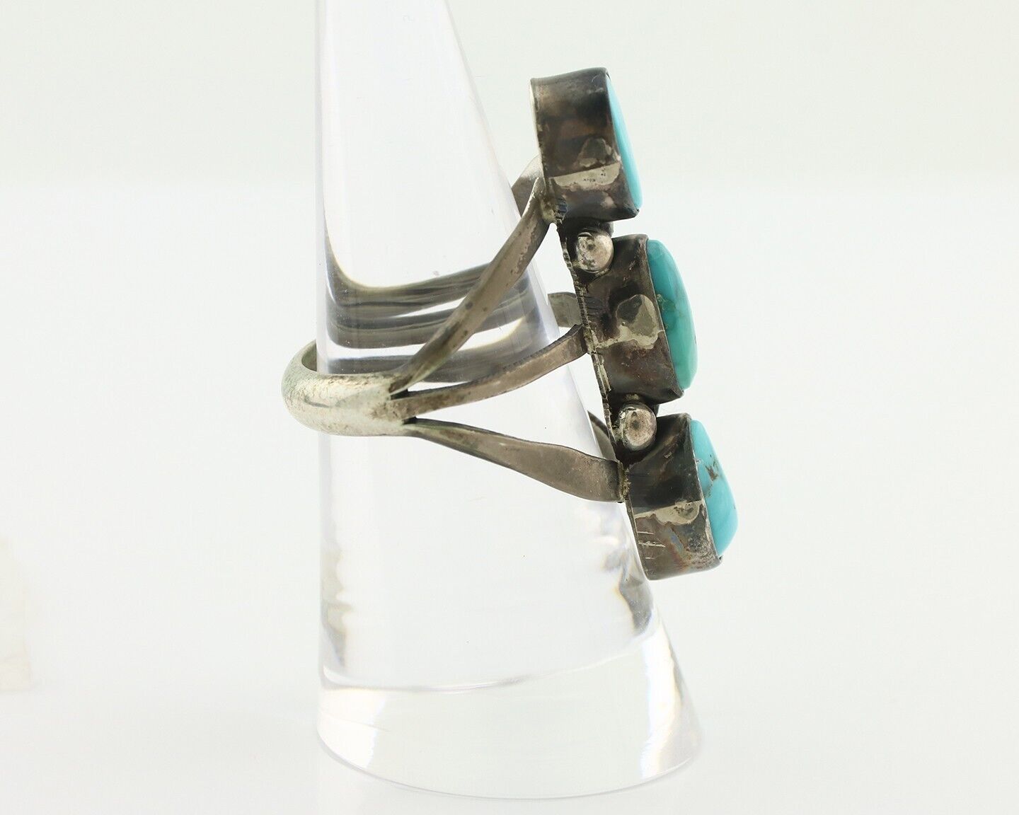 Navajo Ring 925 Silver Natural Blue Turquoise Native American Artist C.80's