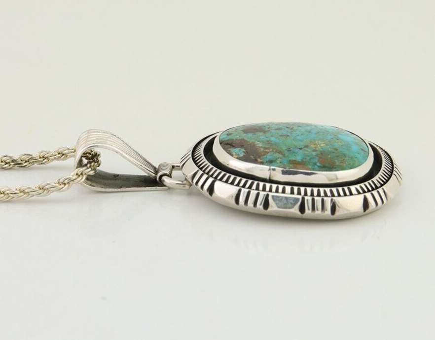 Navajo Necklace 925 Silver Natural Turquoise Artist Signed Mike Begay C.80's