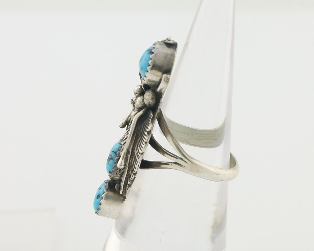 Navajo Ring 925 Silver Sleeping Beauty Turquoise Native American Artist C.80's