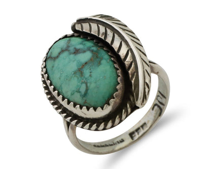 Navajo Handmade Ring 925 Silver Natural Turquoise Artist Signed IJC C.80's