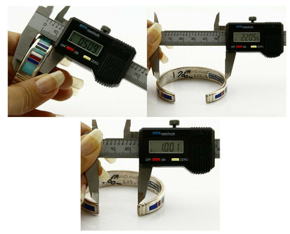 Navajo Artist Signed EDD.B. Gemstone Inlaid .925 Silver Cuff