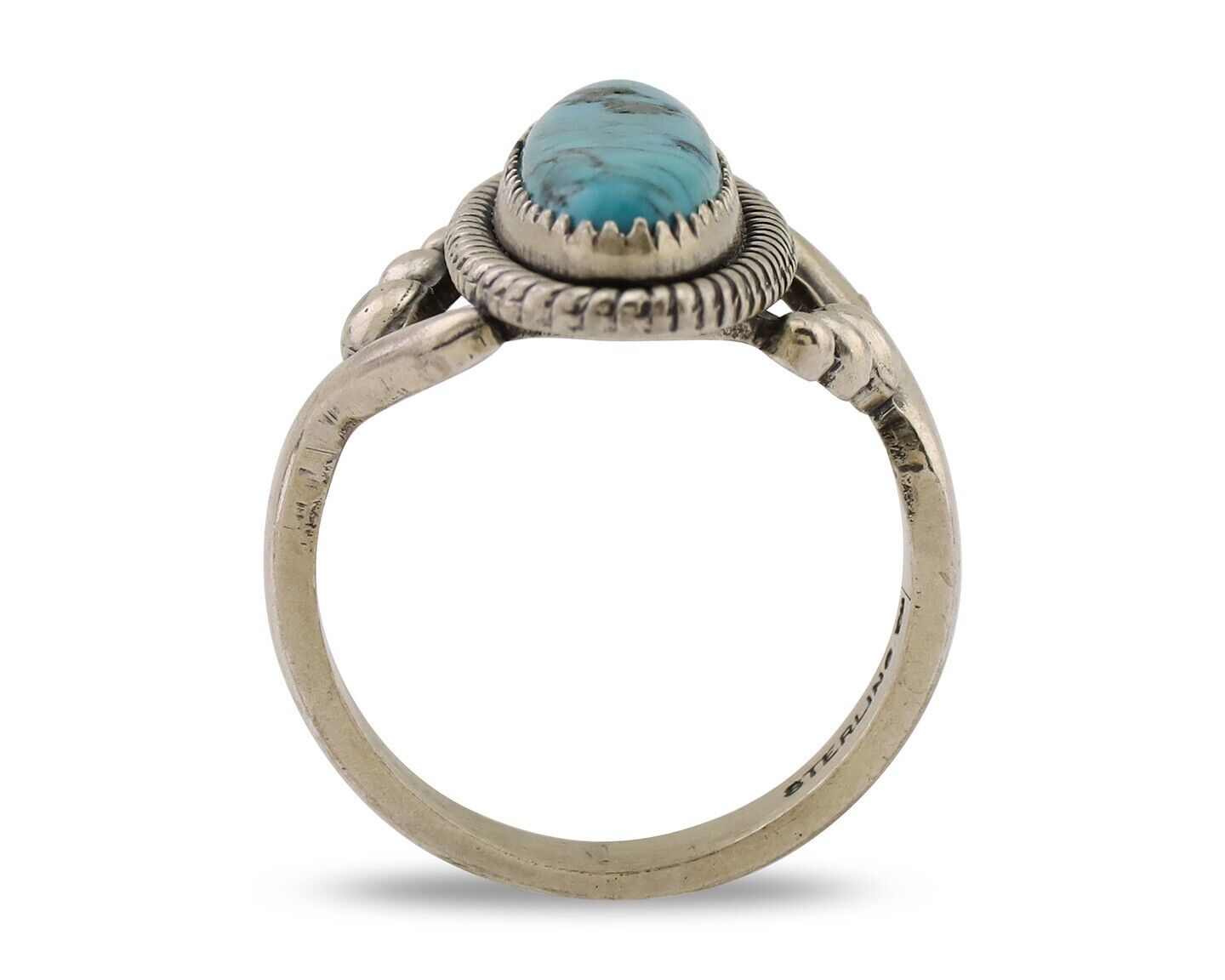 Navajo Ring 925 Silver Natural Kingman Turquoise Signed Wheeler MFG C.80's
