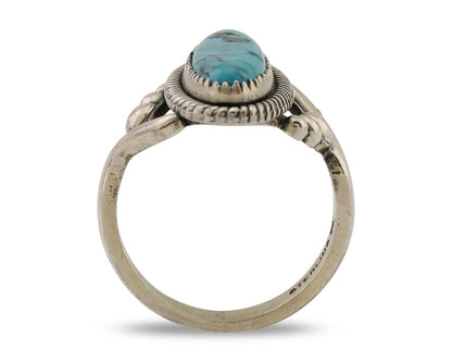 Navajo Ring 925 Silver Natural Kingman Turquoise Signed Wheeler MFG C.80's
