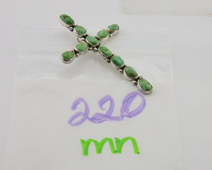 Navajo Cross Handmade Pendant 925 Silver Turquoise Artist Signed Russel Sam C80s