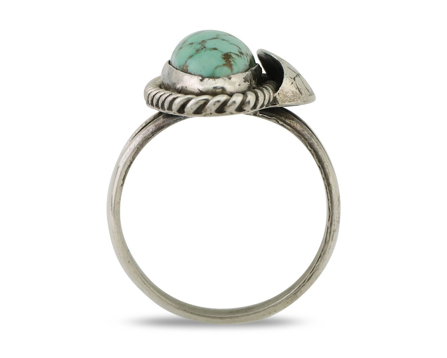 Navajo Handmade Ring 925 Silver Natural Turquoise Artist Signed GC01 C.80's