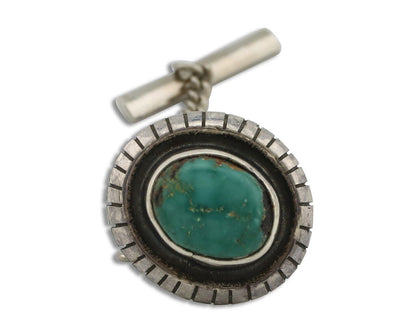 Navajo Tie Tack 925 Silver Natural Mined Turquoise Native American Artist C.80's