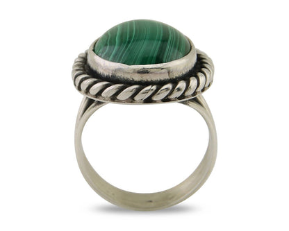 Navajo Ring 925 Silver Natural Malachite Native American Artist C.80's