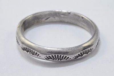 Navajo Indian .925 Solid Sterling Silver Band Hand Stamped Handmade Ring