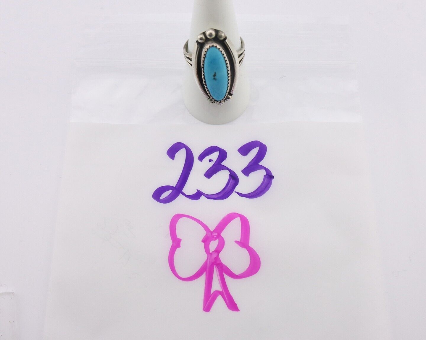 Navajo Ring .925 Silver Sleeping Beauty Turquoise Signed SkyStone Creations C80s