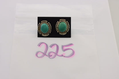Navajo Earrings 925 Silver Natural Mined Turquoise Native American Artist C.80's