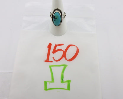 Navajo Ring 925 Silver Kingman Turquoise Native American Artist C.80's