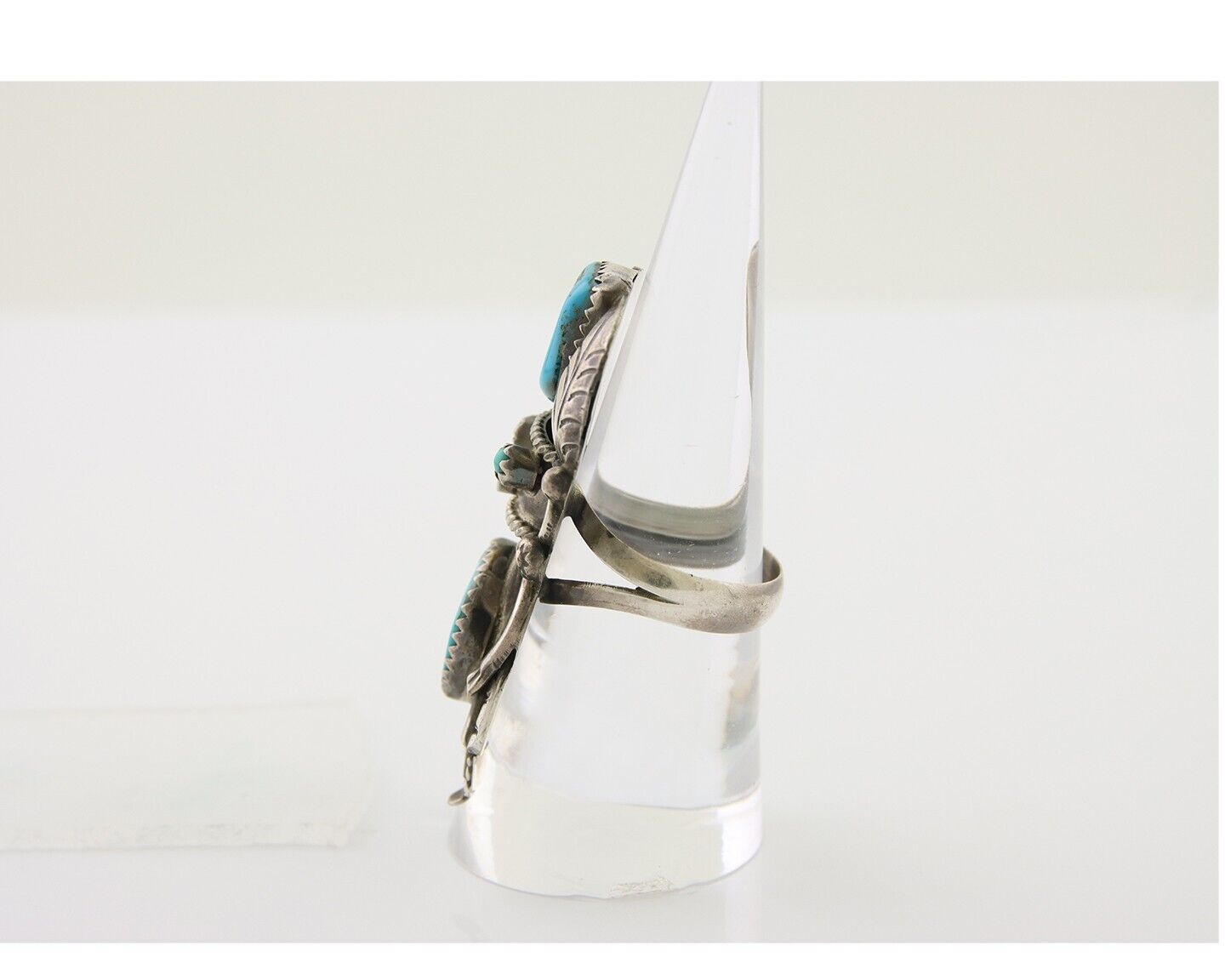 Navajo Kachina Ring 925 Silver Natural Turquoise Artist Signed CO C.80's