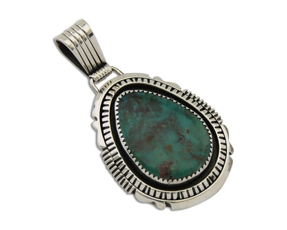 Navajo Pendant 925 Silver Natural Turquoise Artist Signed Lidia Begay C.80's