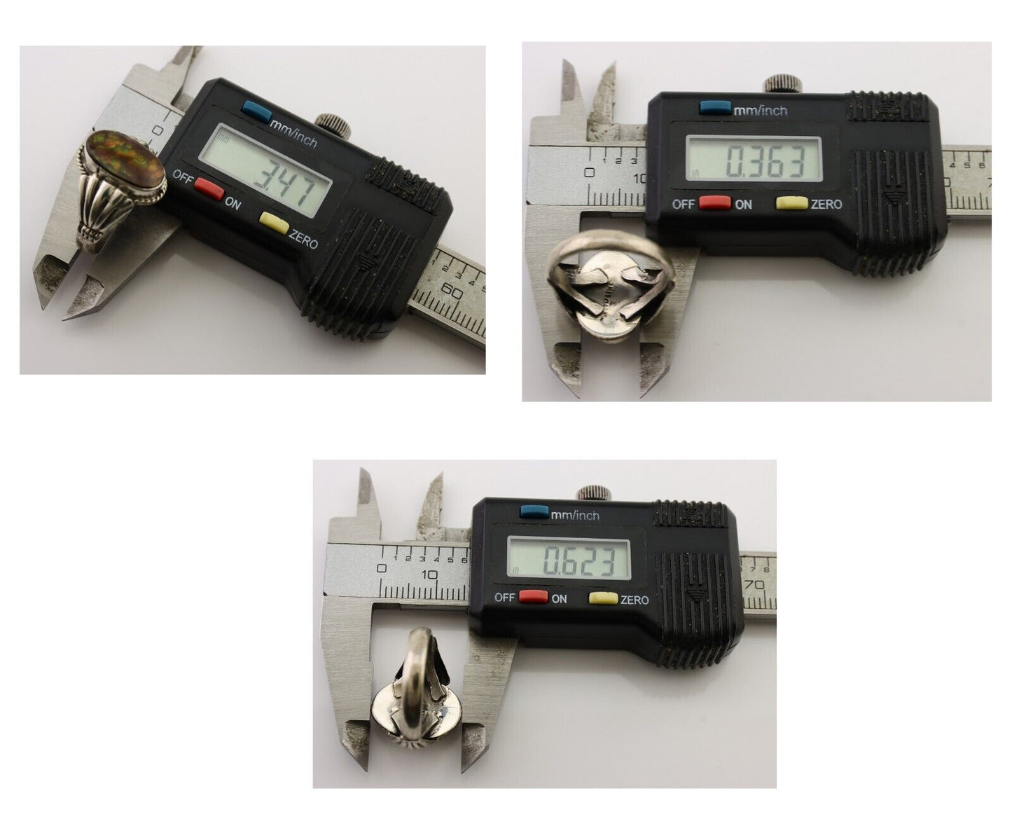 Navajo Handmade Ring 925 Silver Natural Fire Opal Native Artist Size 6.5 C.80's