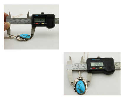 Navajo Necklace 925 Silver Blue Turquoise Signed Justin Morris C.90's