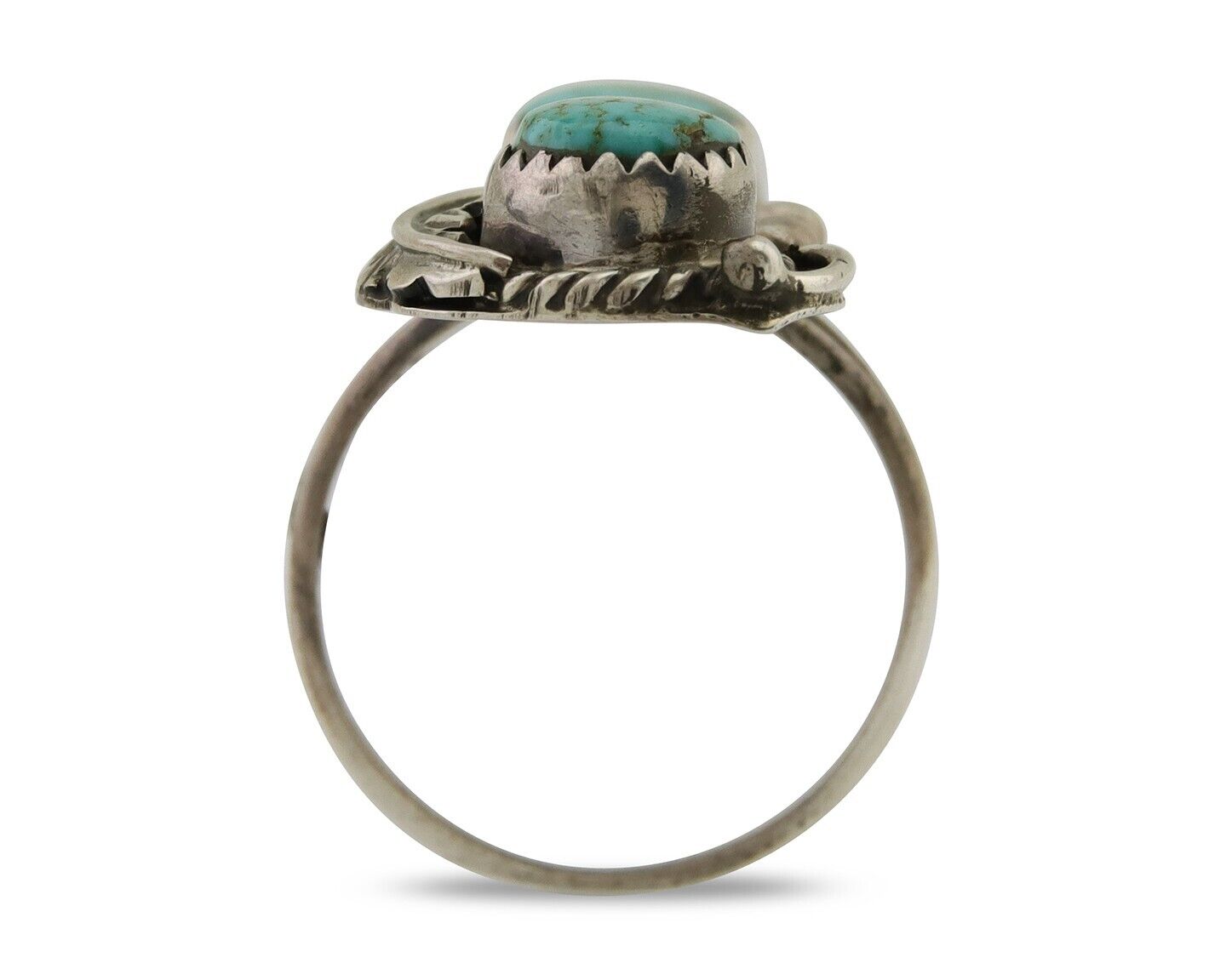 Navajo Ring 925 Silver Natural Blue Turquoise Native American Artist C.80's