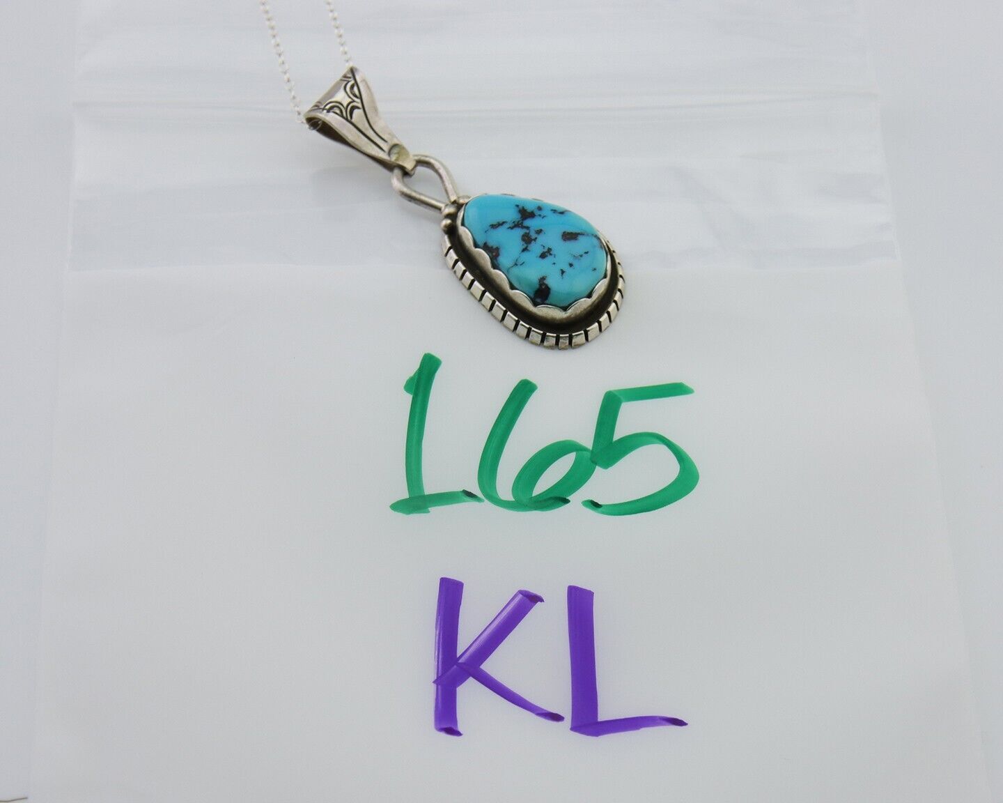 Navajo Necklace 925 Silver Natural Blue Turquoise Artist Tony Guerro C.80's
