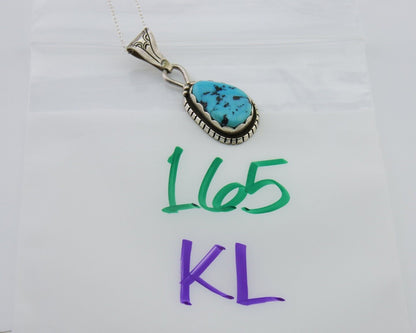 Navajo Necklace 925 Silver Natural Blue Turquoise Artist Tony Guerro C.80's