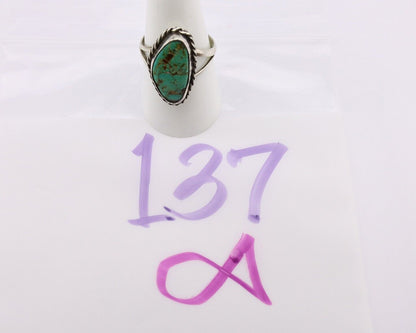 Navajo Ring 925 Silver Natural Turquoise Artist Signed Rabbit Stick C.80's