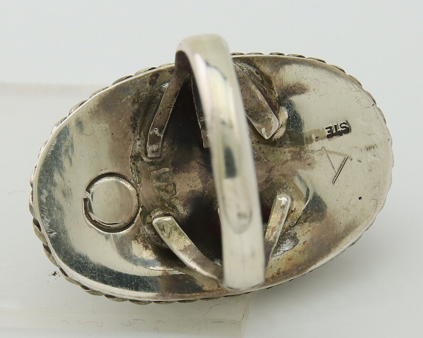 Navajo Ring 925 Silver Turquoise Artist Signed Sunset C.80's