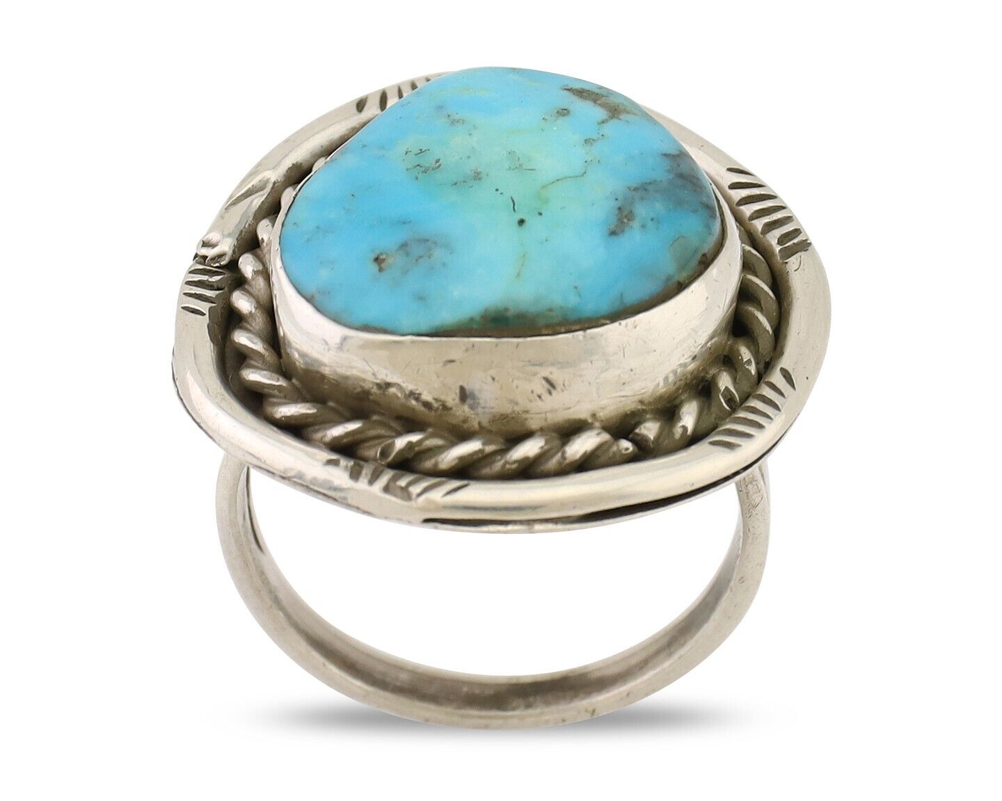 Navajo Handmade Ring 925 Silver Turquoise Native American Artist C.80's