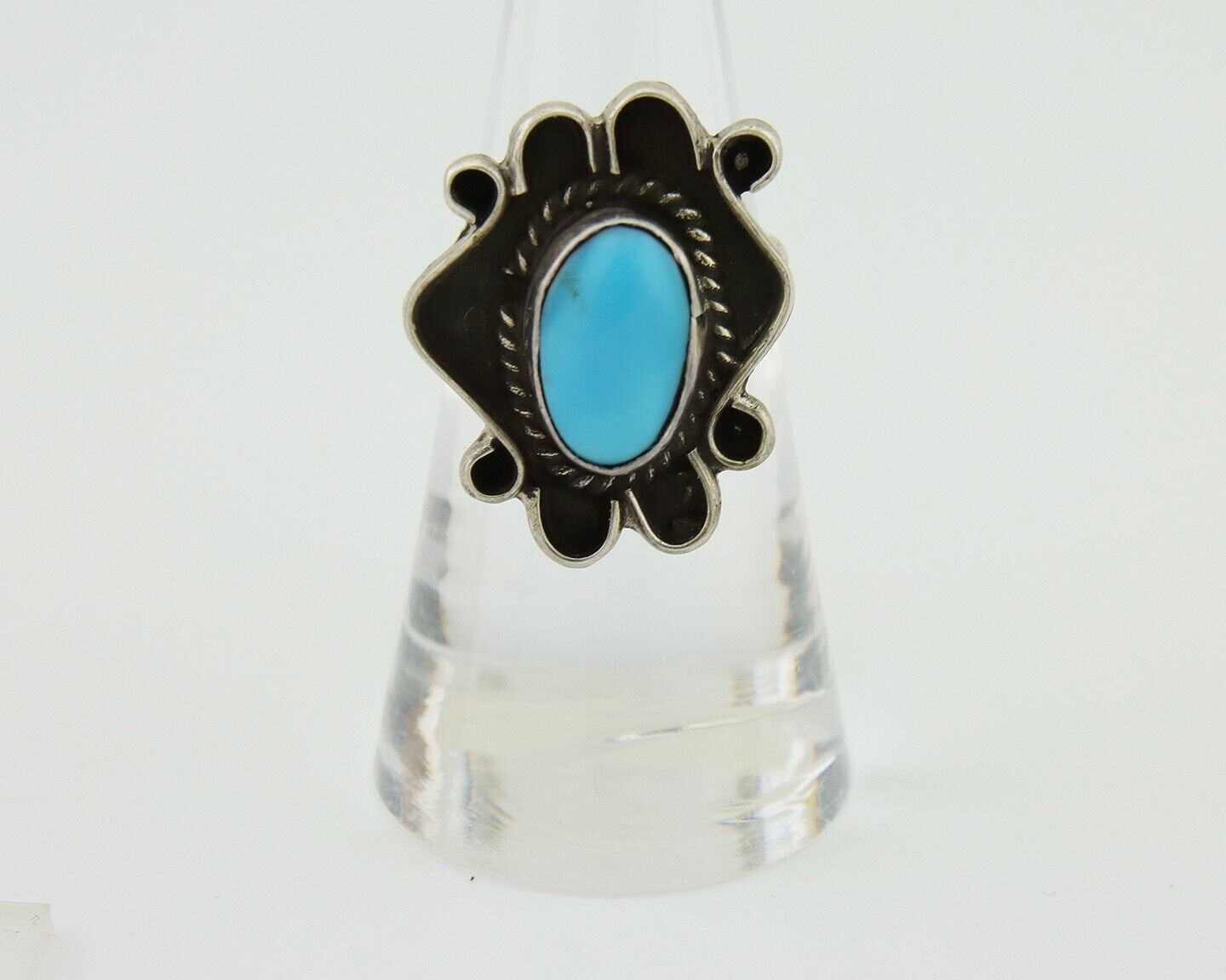 Navajo Handmade Ring 925 Silver Natural Arizona Turquoise Artist C.80's